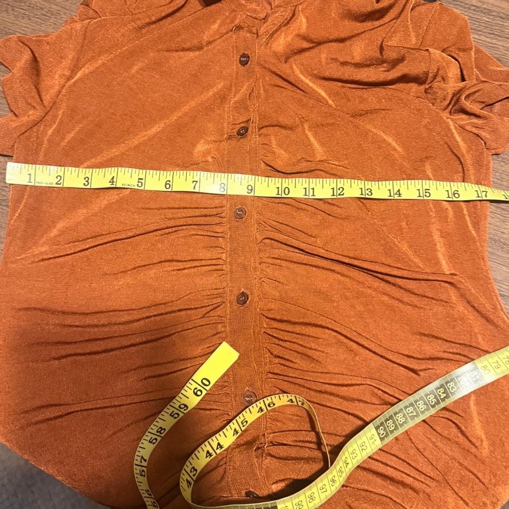 Fashion Nova Rust Ruched Midi Dress - Picture 4 of 5